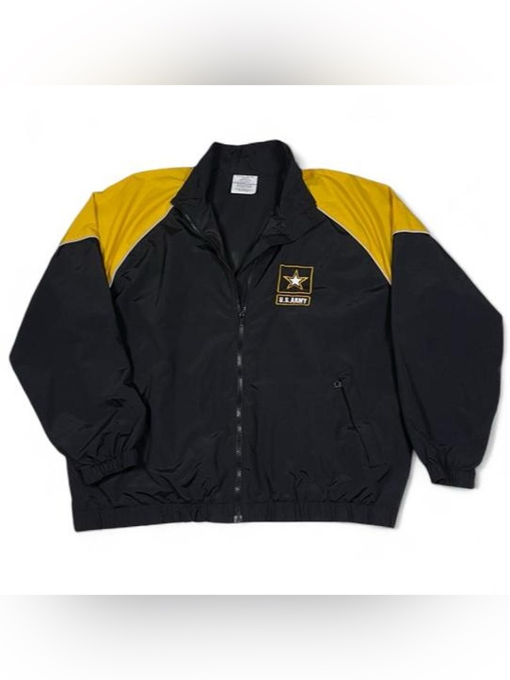VTG GI U.S. Army APFU Jacket Black & Yellow Star Logo Windbreaker Jacket Size L